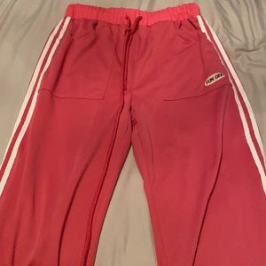 Pink track pants